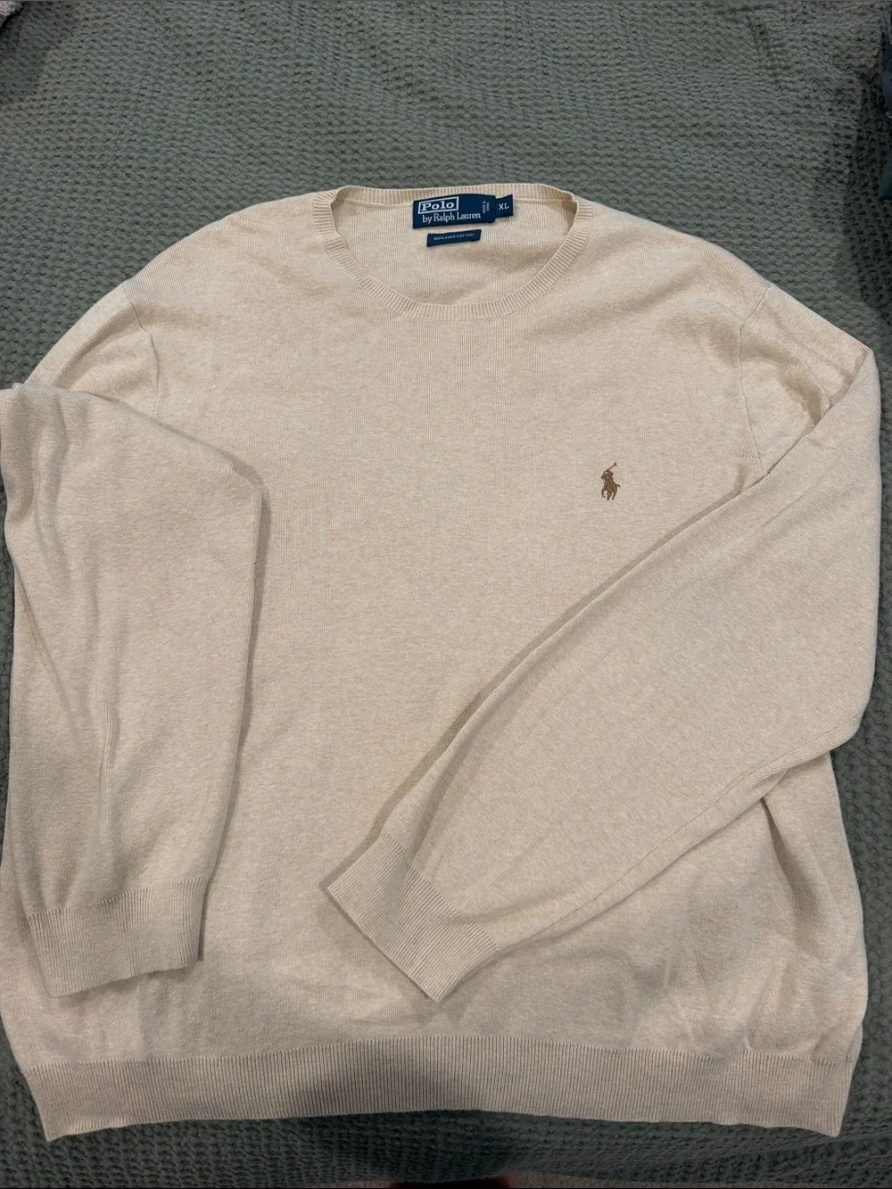 Polo by Ralph Lauren Light Cream Crewneck Sweater with Polo Pony